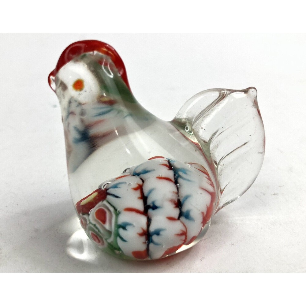 Millefiori "Murano Style" Rooster Chicken  Art Glass  Paperweight Ornament 2.25"